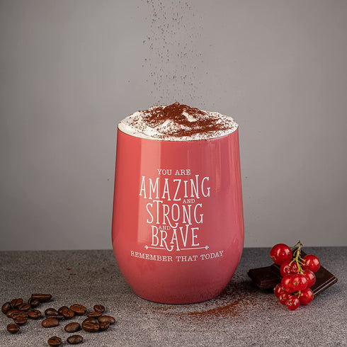 DiverseBee Inspirational Thank You Gifts for Women, Mom, Sister, Wife, Girlfriend, Boss, Coworker, Nurses, Best Friend, Encouragement Birthday Wine Gifts - Insulated Wine Tumbler Cup with Lid (Ruby)